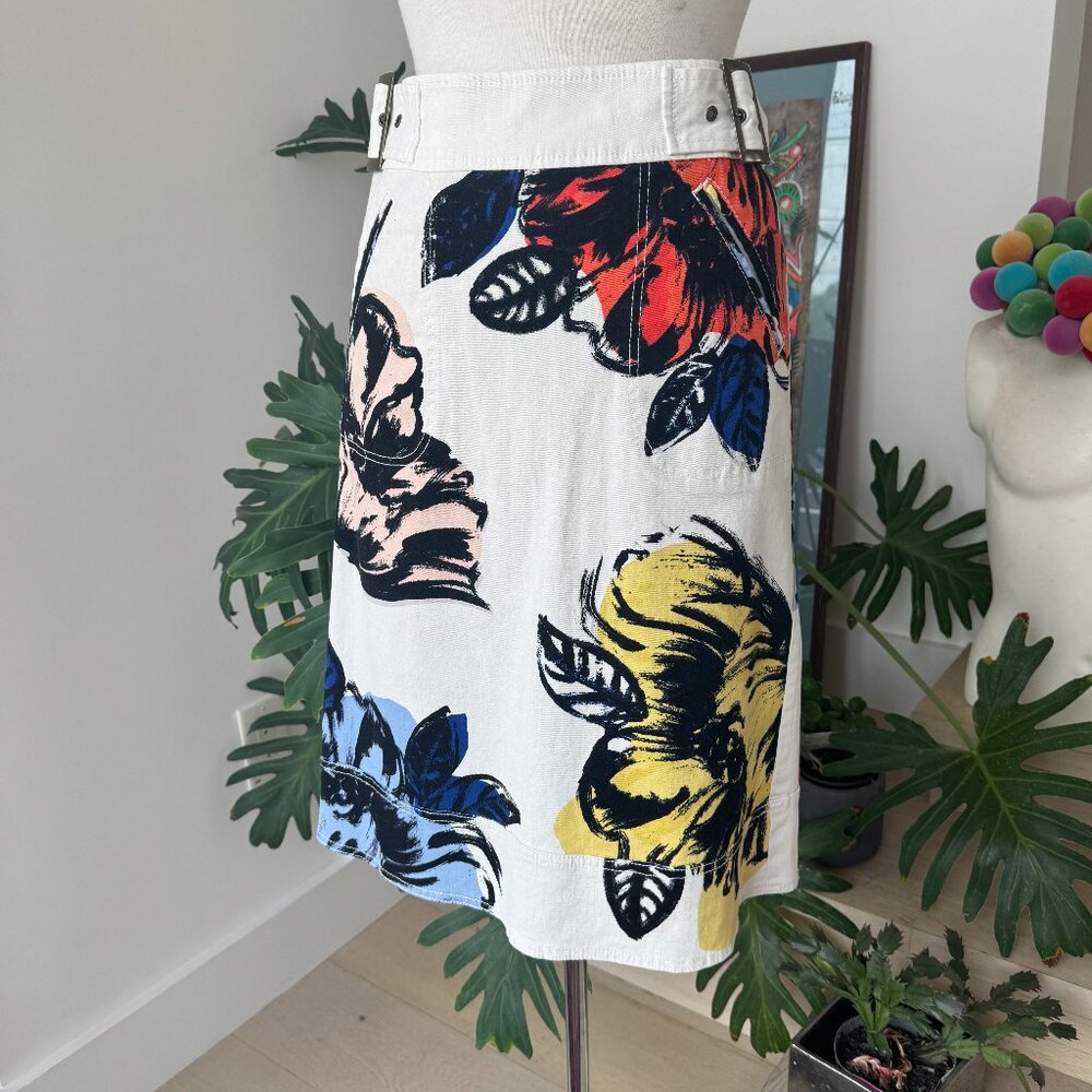 Anthropologie Maeve Skirt Straight Giant Flower Print Back  sz 2